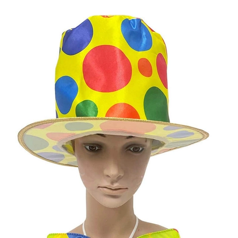 Cappello A Cilindro Da Pagliaccio A Pois Colorati Accessorio Costume Circo Raso Flanella Per Carnevale Cosplay Festa