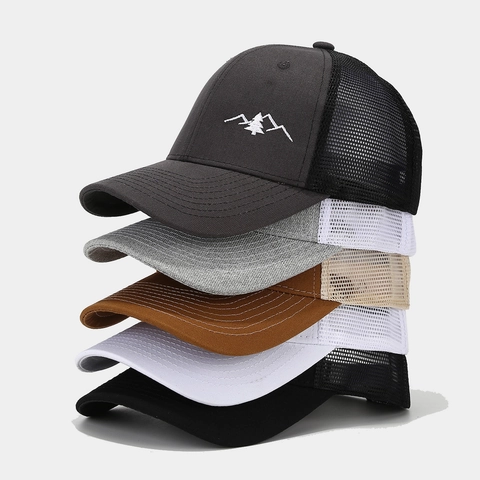 Gorra Trucker Malla Transpirable Algodón Ajustable Béisbol Con Bordado De Montaña Protección Solar Exterior Para Hombres Mujeres