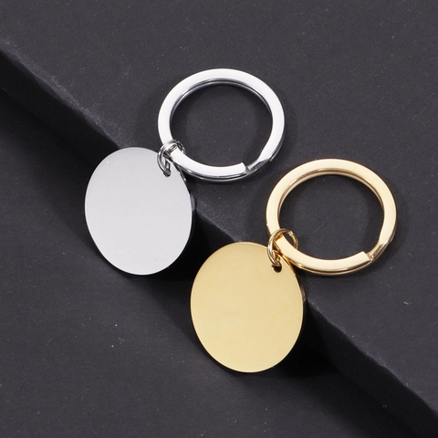 Minimalist Stainless Steel Mirror Polished Round Tag Keychain Blank Circular Pendant Key Ring For Couples DIY Laser Logo Accessories