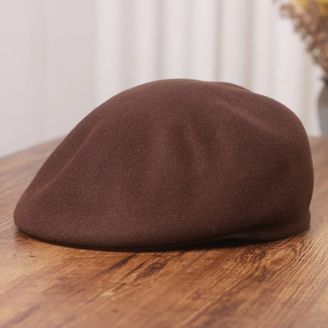 Retro British Wool Blend Beret For Women Solid Color Warm Flat Cap Minimalist Octagonal Hat Autumn Winter Fashion Accessory