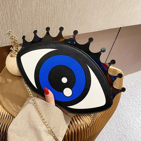 Evil Eye Crossbody Tasche PU Leder Metallkette Kreative Modische Schultertasche Für Damen