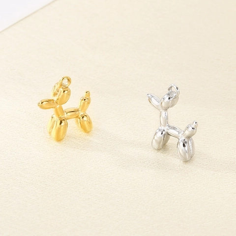 Pendente Cane Palloncino Charm Acciaio Inossidabile Placcato Oro 18K Accessori Gioielli DIY Stile Ins Animale