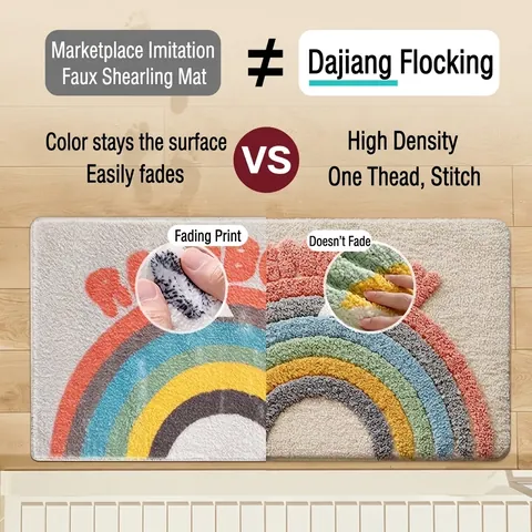 Absorbent Bathroom Mat Non-Slip Flocked Plush Microfiber Bath Rug Machine Washable For Shower Room Floor Decor