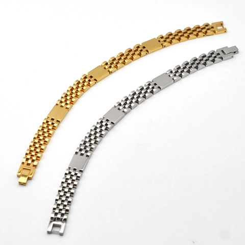 Bracciale Jubilee in Acciaio Inossidabile Punk per Uomo Oro Argento Catena a Carro Armato Trapezoidale Gioielli Regalo