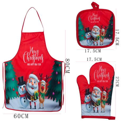 Keukenschort Met Ovenwant En Pannenlap Waterdicht Polyester Voor Koken Bakken Feestelijke Vakantie Decoratie