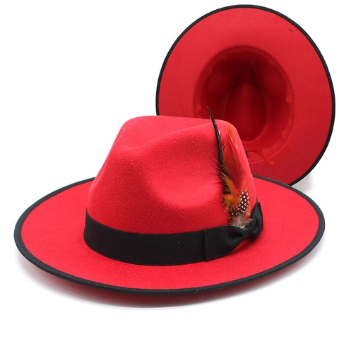 Vintage Fedora Hut Breite Krempe Baumwolle Polyester Filz Jazz Kappe Mit Band Und Feder Dekor Für Herren Damen Retro Britisch