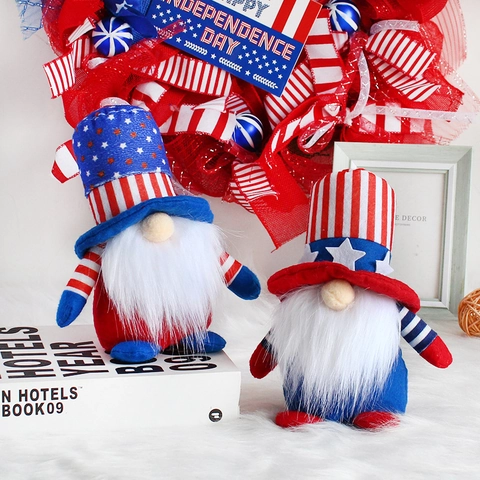 Gnomi Patriottici Del Giorno Dell'Indipendenza Bambole Di Peluche Senza Volto Stelle E Strisce Decorazioni Da Tavolo Per Feste