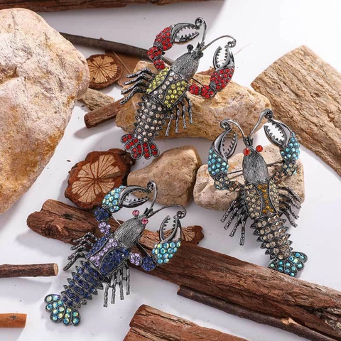Spilla Aragosta Vintage Spilla Coda Mobile Lega Strass Colorati Gioielli Animali Accessorio Per Abiti