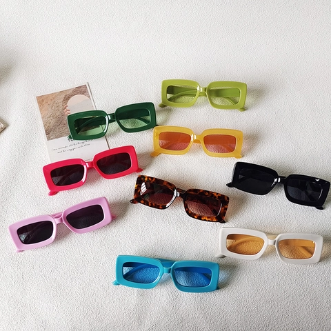Retro Rectangle Sunglasses UV400 Protection Resin Frame PC Lens Vintage Square Eyewear For Women Men Y2K Style