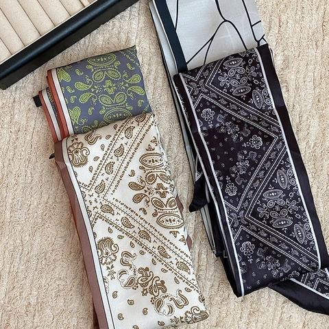 Ρετρό Κολιέ Με Ύφασμα Paisley Vintage Floral Στενό Μακρύ Twilly Γραβάτα Για Γυναίκες Αξεσουάρ Ethnic Στυλ