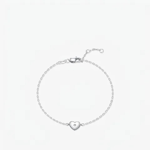 Minimalistisches Herzanhänger Armband 925 Sterlingsilber Mit Moissanit Inlay Verstellbare Kette Schmuck Für Frauen