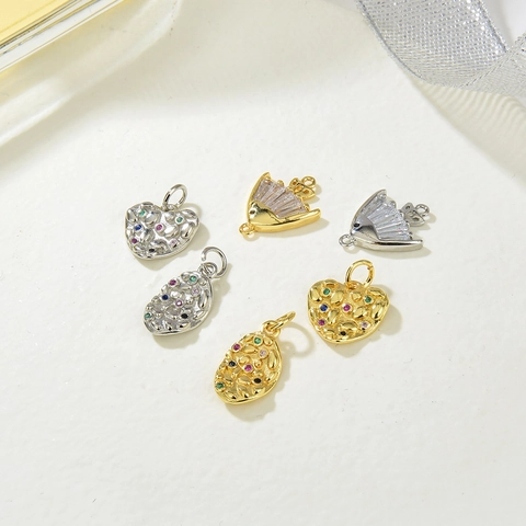 Heart Oval Fish Pendant Necklace Copper Color Preserving Zircon Inlaid Micro Pave Fashion Jewelry For Women