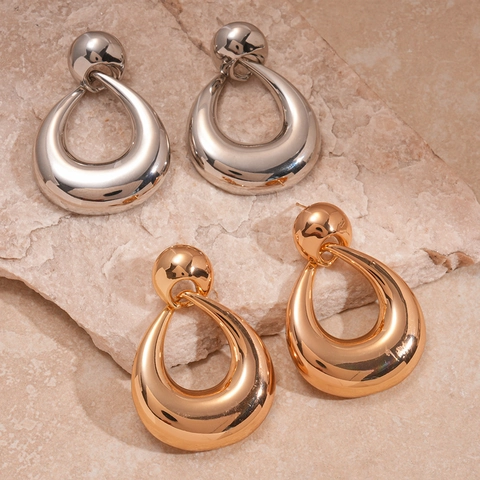 Chunky Hohle Tropfenohrringe Legierung Geometrischer Statement Schmuck Mit 925 Sterling Silber Ohrstecker Für Damen
