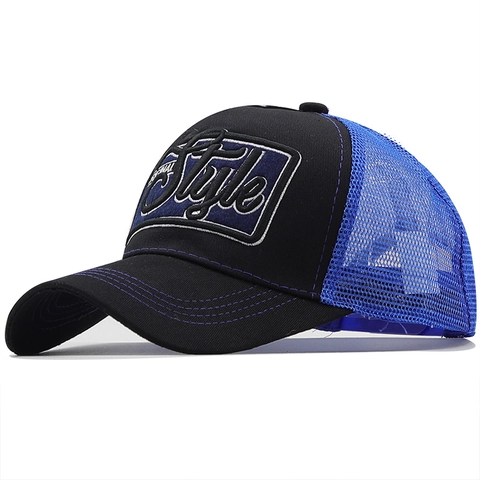 Trucker Pet Baseball Katoen Mesh Ademend Zonbescherming Verstelbaar Vissen Borduurwerk Stijl Patchwork