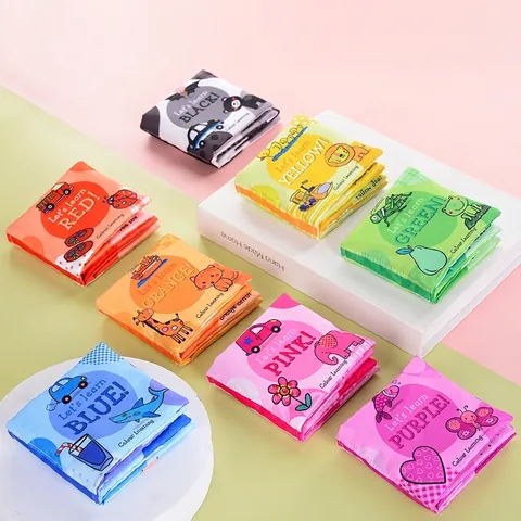 Baby Soft Cloth Book Crinkle Paper Sensory Toy Tear Resistant Early Learning Alphabet Animals Colors Washable Novelty