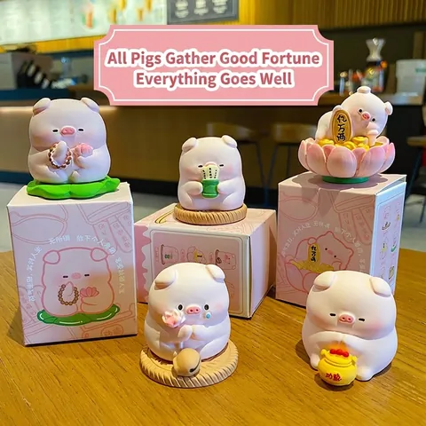 Figura Cerdo Rosa Lindo Resina Decoración Escritorio Estilo Zen Estatua Animal Decoración Hogar Oficina Regalo