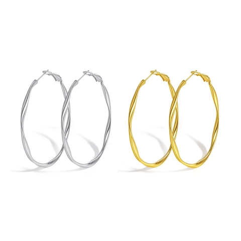 Orecchini a Cerchio Mobius Attorcigliati in Acciaio Inossidabile per Donna Grandi Orecchini a Cerchio a Spirale Placcati Oro Argento Gioielli di Moda Regalo