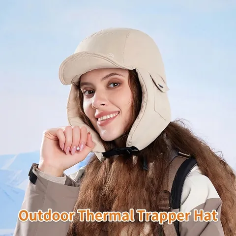 Gorro De Trampero De Invierno Acolchado Resistente Al Viento E Impermeable Gorro De Esquí Con Orejeras Y Bolsillo Lateral
