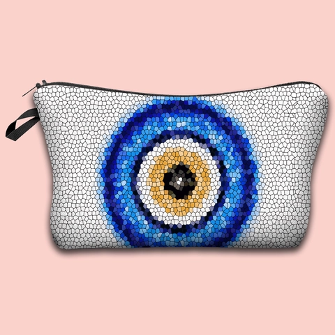 Evil Eye Make-Up Tas Waterdichte Polyester Rits Cosmetische Tas Reis Toiletartikelen Organisator Mystieke Boho Print