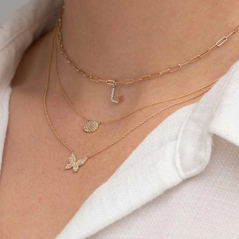 Collana Con Pendente Rame Placcato Oro Zirconia Farfalla Stella Cuore Malocchio Gioielli Raffinati Per Donna