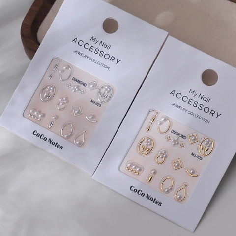 Pegatinas 3D Para Uñas Con Marcos De Flores Metálicas Y Perlas Artificiales De Imitación Decoración De Manicura En Relieve Impermeable