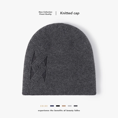 Winter Knitted Beanie Hat Faux Rabbit Fur Fleece Lined Thick Warm Cable Knit Outdoor Solid Color For Men Women