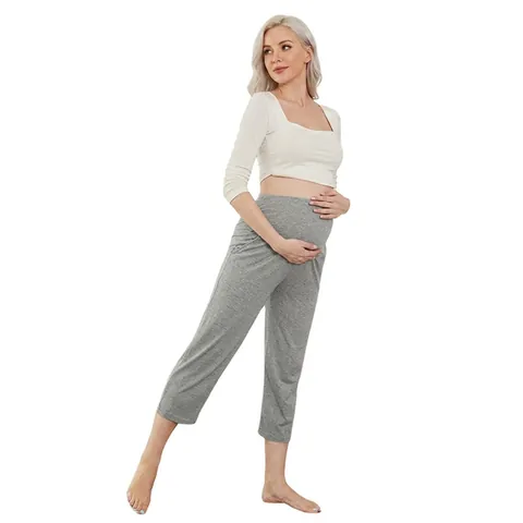 Umstandshose Über Den Bauch Baumwollmischung Hohe Taille Unterstützende Schwangerschafts Leggings Lässige Hose Mit Taschen