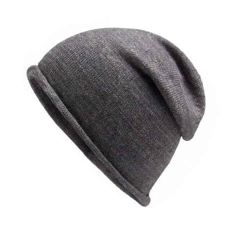 Gorro Beanie Holgado De Punto Mezcla De Lana Cálido Invierno Borde Enrollado Color Sólido Accesorio Casual Para Mujeres Hombres
