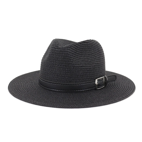 Chapeau Fedora En Paille Pour Femmes Large Bord Été Plage Protection Solaire Style Panama Tissage Papier Ajustable