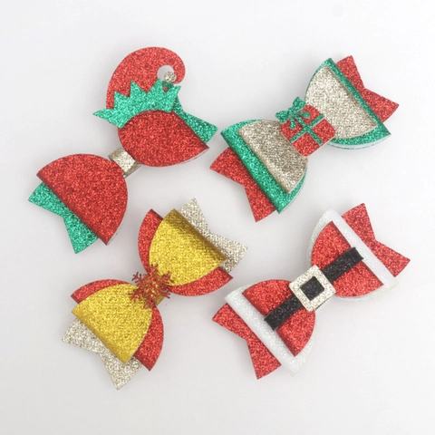 Barrettes À Cheveux Nœud De Noël Paillettes Pailletées Bois De Renne Flocon De Neige Père Noël Pour Filles Enfants Accessoires