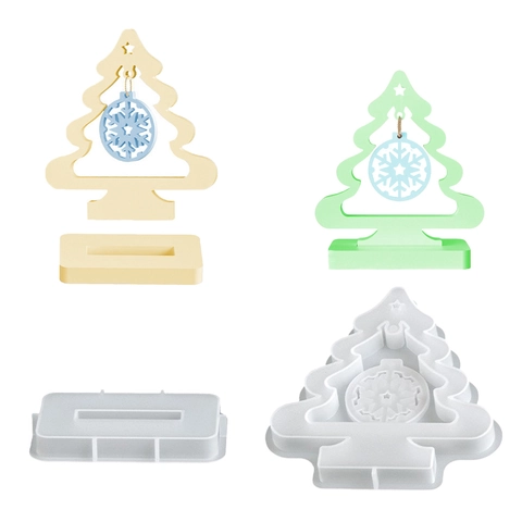 Molde De Silicona Para Marco De Fotos De Árbol De Navidad Con Etiqueta De Copo De Nieve Para Fundición De Resina DIY Decoración
