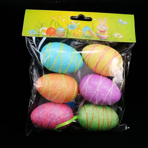 Uova Di Pasqua Colorate Ornamenti Appesi Schiuma Luccicante Uova Decorative Per Festa Casa Albero Decorazione Modelli Multipli Novità