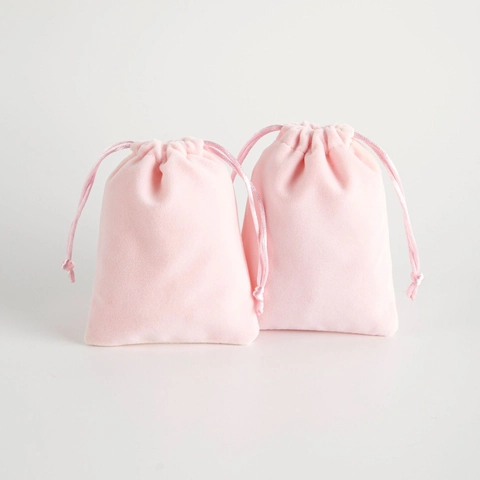 Pink Velvet Drawstring Jewelry Bags Soft Pouch Gift Packaging For Bracelet Earrings Small Accessories Decorative