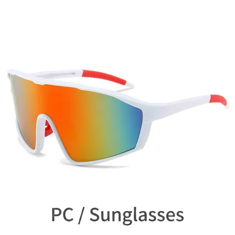 Gafas De Sol Deportivas UV400 Gran Escudo PC Espejo Ciclismo Para Hombres Mujeres Exterior Cortavientos Integradas