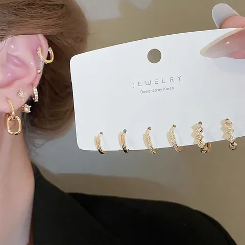 Minimalistische Gouden Geometrische Oorbellen Set Met Koper Zirkoon En Zilveren Oorknop Voor Dames Eenvoudige Mode Hoops Studs