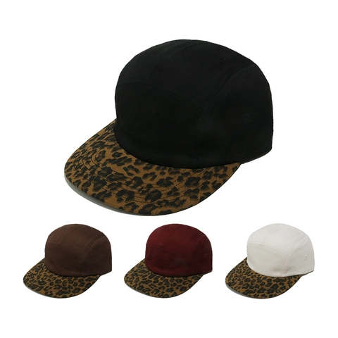 Gorra de Béisbol de Cinco Paneles Retro Americana Ala Plana de Leopardo Algodón Hip Hop Gorra Hombre Mujer Parasol