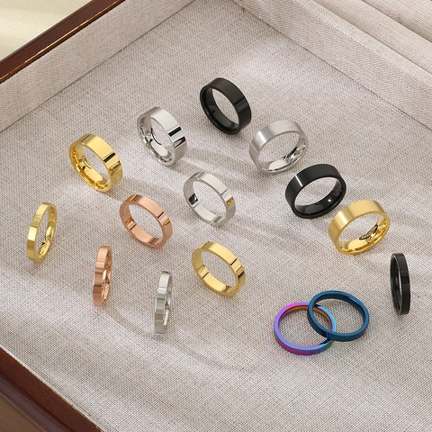Minimalist Stainless Steel Ring Plain Band Polished Brushed Fashion Jewelry For Men Women Multi Color