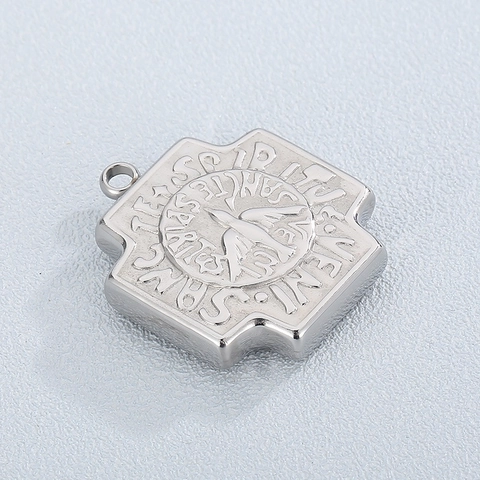 Ciondolo A Croce In Acciaio Inossidabile Spirito Santo Colomba Iscrizione Latina Charm Religioso Per Creazione Gioielli Fai Da Te Punk