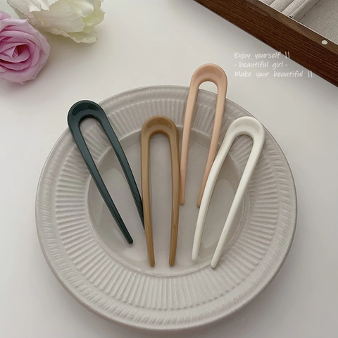 Forcina Per Capelli A Forma Di U In Resina Minimalista Doppia Punta Bastoncini Per Capelli Da Donna Accessorio Acconciatura
