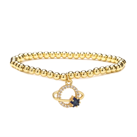 Bracciale Con Ciondoli A Perline Moda Rame Ottone Con Zircone Micro Pave Perla Artificial Sintetica Malocchio Croce Farfalla Luna Stella