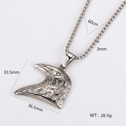 Collar Con Colgante De Cabeza De Águila De Acero Inoxidable Para Hombre Hip Hop Retro Estilo Animal Joyas Punk