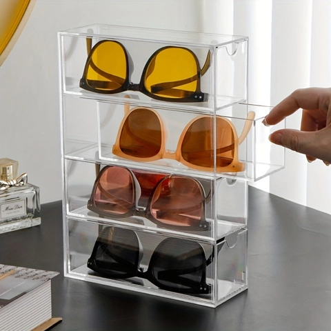 Clear Acrylic Glasses Storage Box For Desktop Multilayer Drawer Style Eyewear Display Case Dustproof Sunglasses Organizer Home Accessories