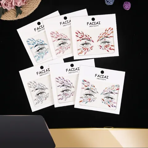 Face Rhinestone Stickers Eye Jewels Acrylic Glitter Self Adhesive For Music Festival Party Makeup Accessory Shiny Gems