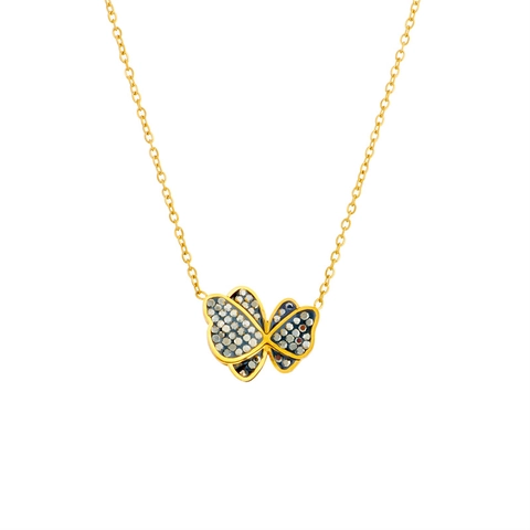 Butterfly Pendant Necklace Titanium Steel Rhinestone Gold Plated Box Chain Fashion Elegant Clavicle Jewelry Women
