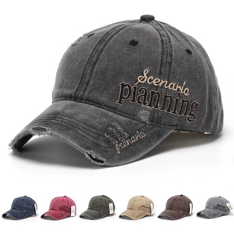 Casquette De Baseball En Coton Lavé Usé Vintage Broderie Lettres Chapeau Soleil Ajustable Hommes Femmes