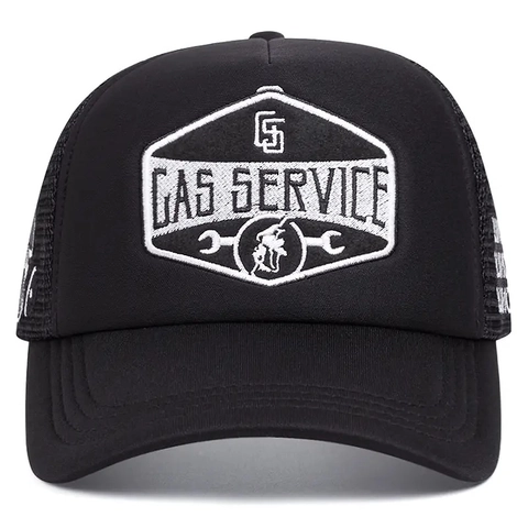 Cappello Trucker Vintage Cotone Mesh Baseball Ricamato Gas Service Patch Regolabile Traspirante Esterno Parasole