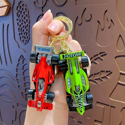 Sporty Formula Racing Car Model Keychain Alloy Metal Vehicle Pendant For Backpack Bag Car Keys Novelty Accessory Decor