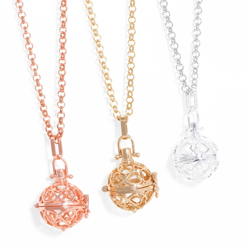 Herz Medaillon Anhänger Halskette Öffnbarer Aromatherapie Käfig Kupfer Lange Pullover Kette Mode Schmuck Für Damen