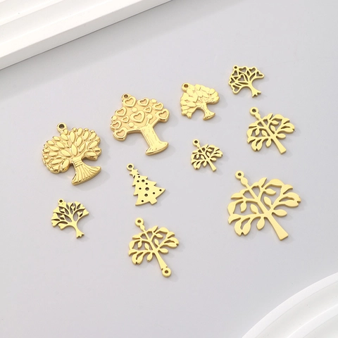 Pendentifs Arbre De Vie Forme Cœur Charmes En Acier Inoxydable Pour Création De Bijoux DIY Accessoires Arbre De Noël