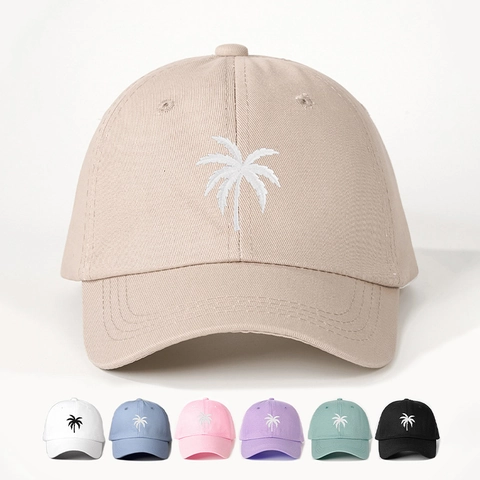 Casquette De Baseball Broderie Palmier Polyester Coton Chapeau Soleil Ajustable Respirant Rétro Décontracté Hommes Femmes